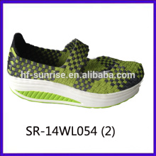 2014 nuevos estilos SR-14WL054 mezclan los zapatos tejidos a mano de la correa de los colores de la mezcla